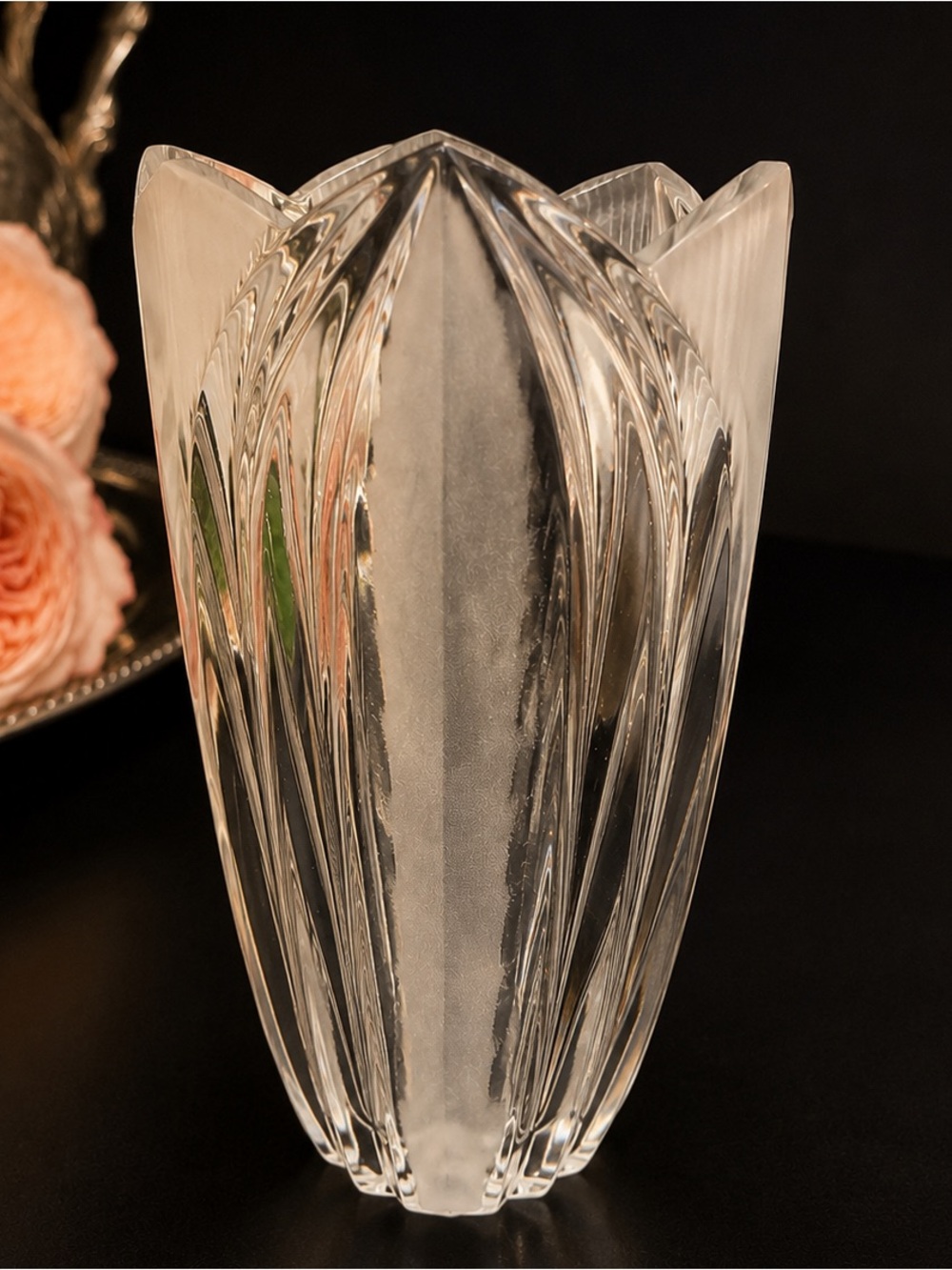 Vintage Avitra Designs Crystal Tulip Vase | Frosted Etched | MCM Modern Decor
